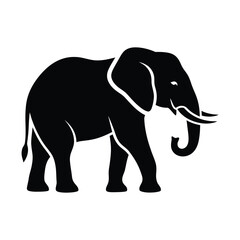 Obraz premium Minimalist elephant silhouette vector, black african elephant icon, majestic wild animal profile for logo design