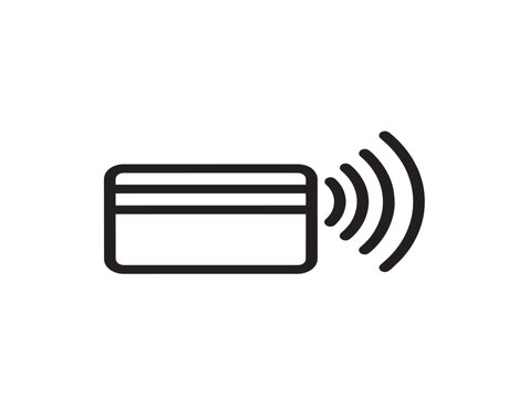 Contactless payment icon with card and wireless signals vector illustration
