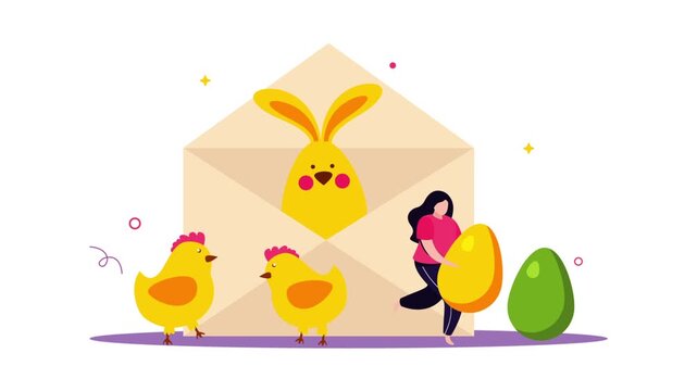 Easter Greeting Bunny Egg Concept Animation