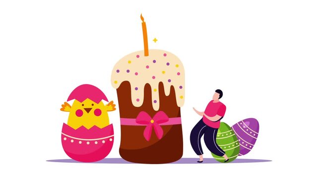 Easter Cake Celebration Cute Chick Concept Animation