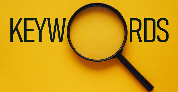 Keyword research concept for SEO optimization, search engine marketing, finding keywords, analysis, ranking strategy, website traffic growth and digital marketing planning on minimal background