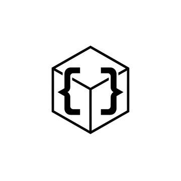 A black and white graphic design element.