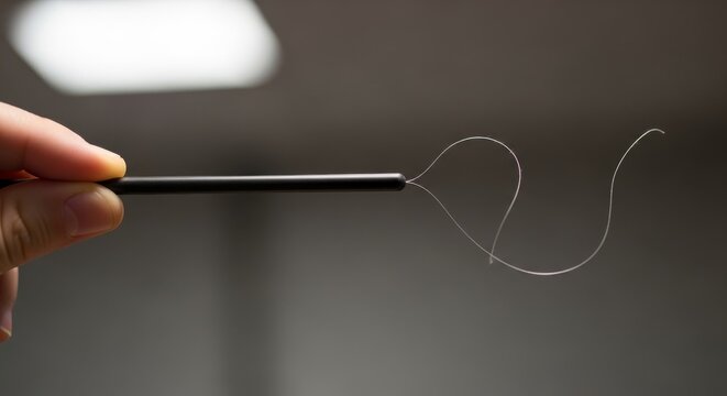 Hand Holding Charged Ebonite Rod Attracting Hair Strand