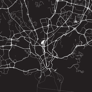 Helsinki Finland Vector Map, Detailed City Street Map Black and White Minimalist Line Art