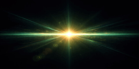 Fototapeta premium Abstract blue space background with glowing stars and bright light energy rays in a dark sky