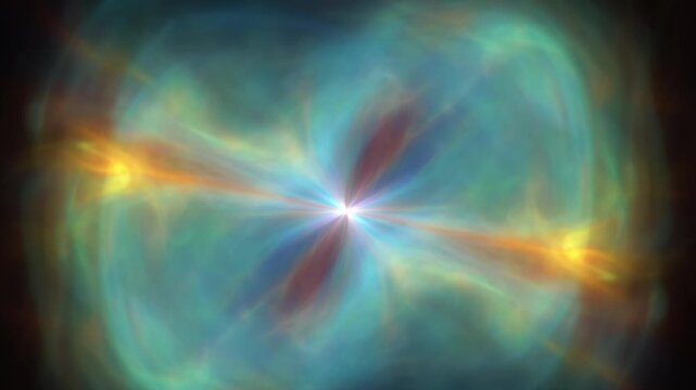 Soft ethereal light bloom with translucent blue and green rays