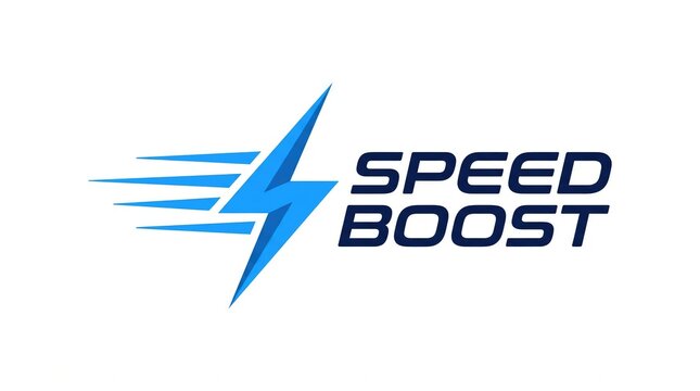 Modern speed boost logo with dynamic motion lines for business acceleration