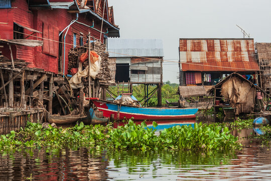 Stilt Houses On Tonle Sap Lake In Cambodia