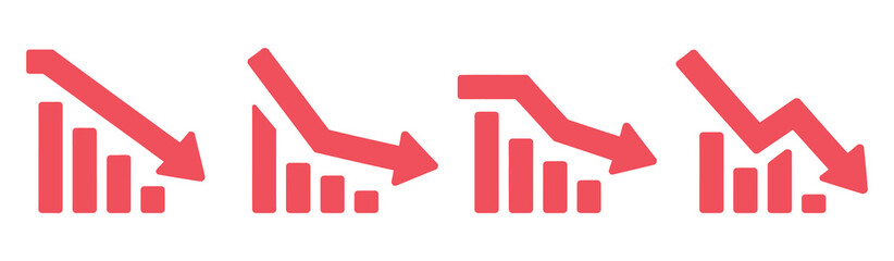 Financial arrow icon, up down graph symbols, green red trend indicators, sales chart movement concept, flat vector illustration © ARIF AHMED 02