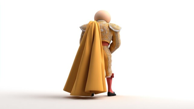 Stylized Matador in Ornate Golden Costume, a Contemplative Rear View