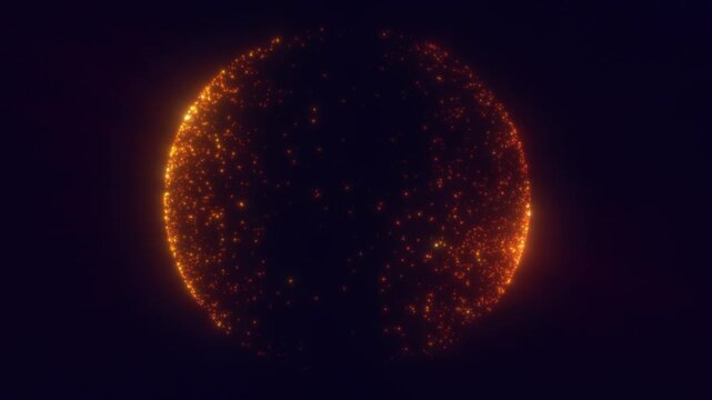 Abstract golden particle hemisphere with glowing dots