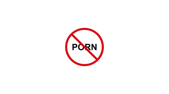 No Porn Prohibited sign of Porn Adult Contents Warning Sign with Mobile Phone Vector, 18 Plus Mature Contents Explicit contents Symbol No porn Shadow style icon. 4K Video Motion Graphic