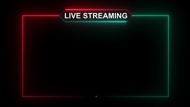 live streaming neon text frame animation box frame neon frame live streaming game live Stream overlay animation. neon frame live streaming game live.