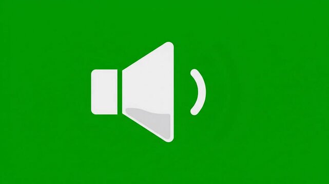 A video showing a green background with a white speaker icon indicating sound or volume activation
