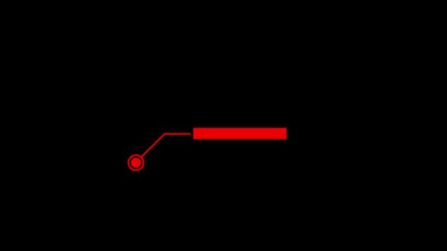 Simple HUD elements rectangle frame lines callout animation for text on black 4K video Animate a red callout for text.