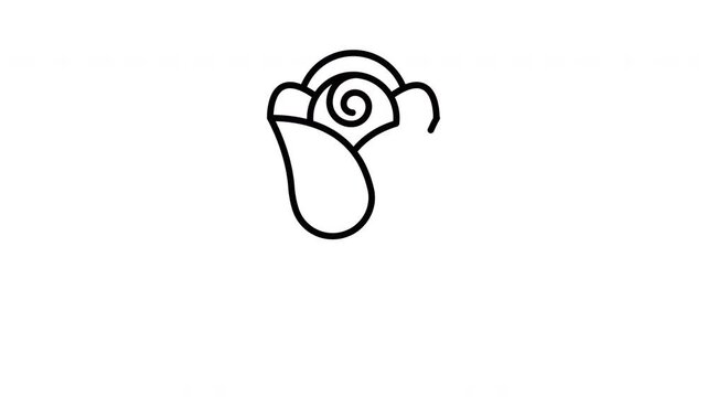 Simple black outline drawing of a rose bud suitable for floral designs, wedding invitations, tattoos, logos, and botanical illustrations.