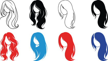 Fototapeta premium Colorful hairstyles in vector illustration style