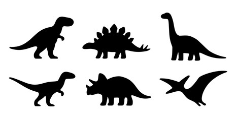 Minimalist dinosaur icon set, in silhouette design © Bambang