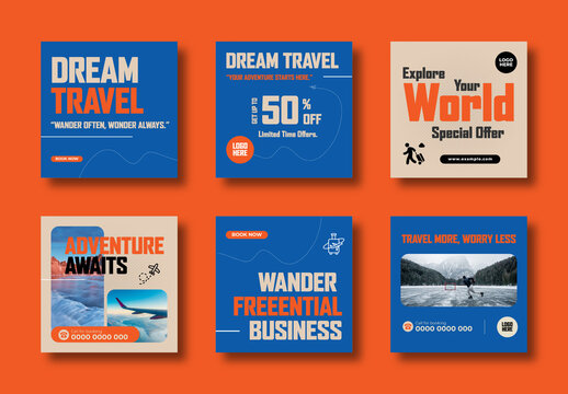Modern Tour And Vacation Travel Social Media Post Template Design