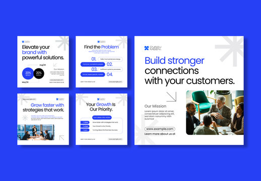 Social Media Carousel Post Template Digital Marketing Banner Set