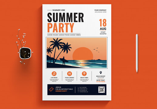 Summer Pool Party Flyer Template