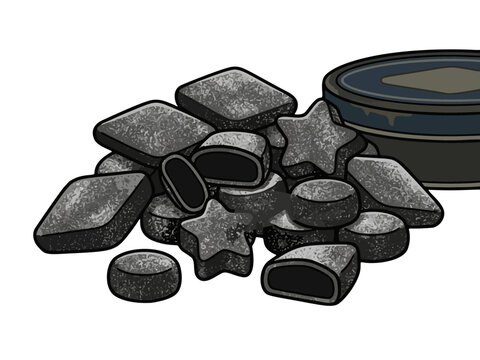 Finnish salmiakki salty liquorice candy collection vector illustration
