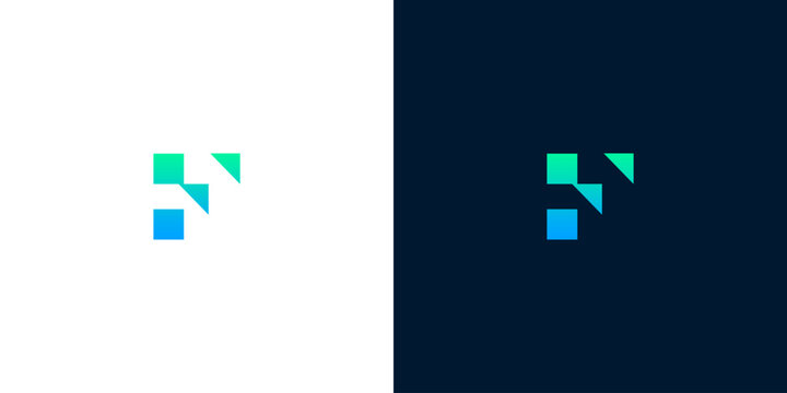 Abstract pixelated logo design with a modern, geometric feel, rendered in blue and green hues, perfect for technology and digital branding