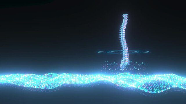 4k Video Intervertebral Discs in Digital Spine Visualization &ndash; Concept of Disc Degeneration and Back Disorders. ProRes 4444.