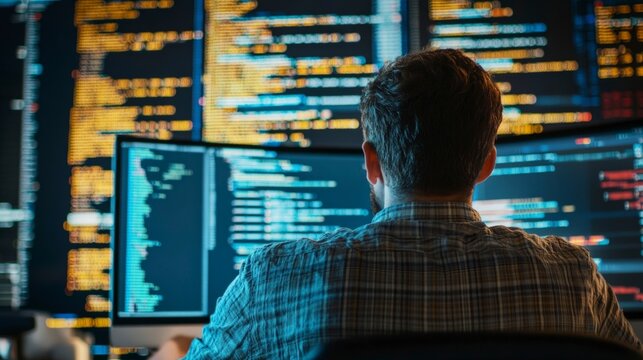 DevOps software development and IT operations, software engineer, project manager working in agile methodology, DevOps icon and javascript. Development operations programming technology concept