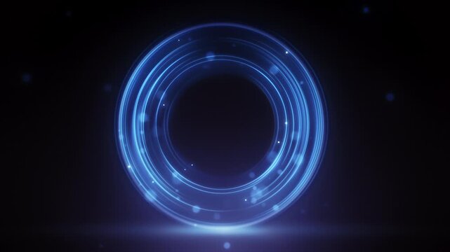 Futuristic Neon Circular Frame Background with Glowing Rings Loop