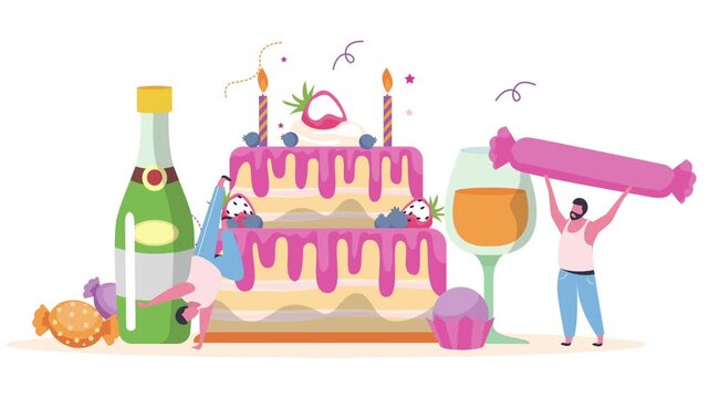 Birthday Cake Party Celebration Animation