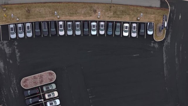 Aerial View Dealership Halifax Nova Scotia Canada With New Cars Inventory Parked Organized Rows Automotive Retail Business Transportation Industry Modern Showroom Exterior Outdoor 