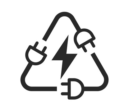 electric charge point renewable recycle power logo symbol sign icon station with power plug and lightning bolt vector isolated on transparent background