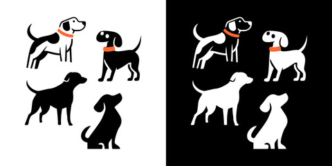 Obraz premium Dog silhouette icon logo set pet isolated graphic
