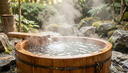 Fototapeta premium The tranquil scene of a hot spring bubbling from the earth.