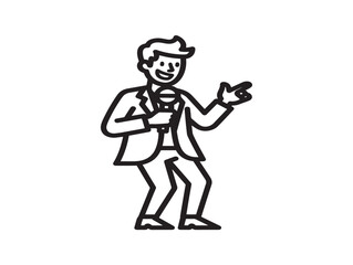 Fototapeta premium Confident businessman giving thumbs-up in professional suit, vector illustration