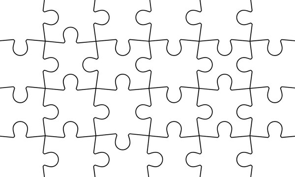 Seamless jigsaw puzzle pattern outline abstract background
