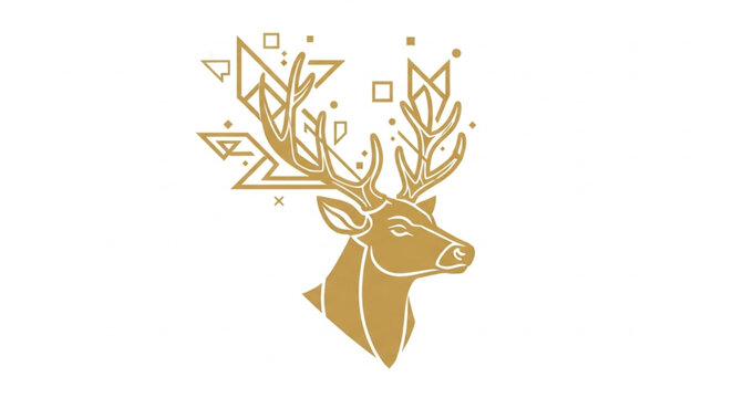 Geometric Stag Head Illustration with Abstract Antlers.
