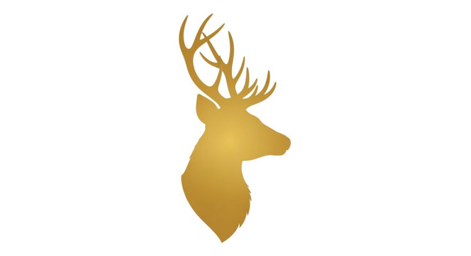 Golden Deer Antler Head Silhouette.