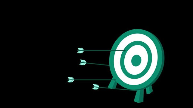 Target with arrows hitting it on background animation