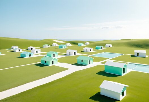 Abstract futuristic microgrid for local energy circulation and smart city infrastructure with digital power network paths