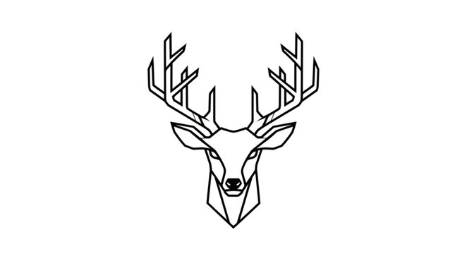 Geometric Deer Head Illustration.