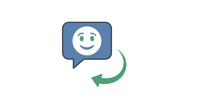 Smiling face emoticon with green arrow.