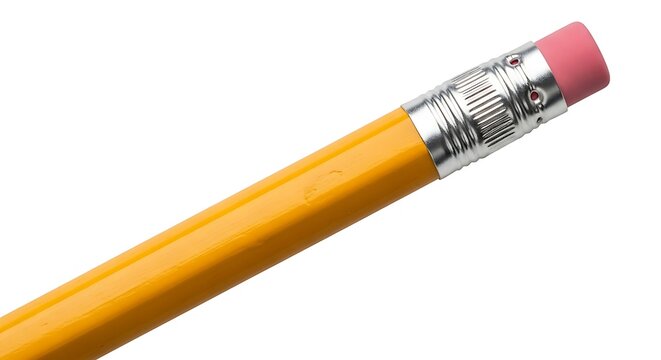 Yellow pencil with pink eraser close up