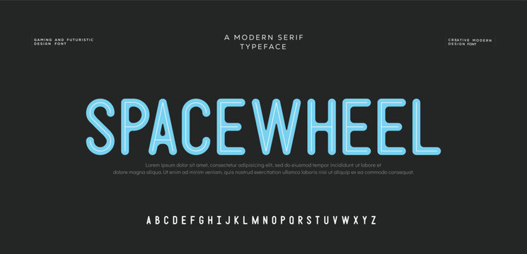 Spacewheel, Stylish elegant thin vector composite font serif. set of letters English alphabet. uppercase letters, lowercase letters and numbers