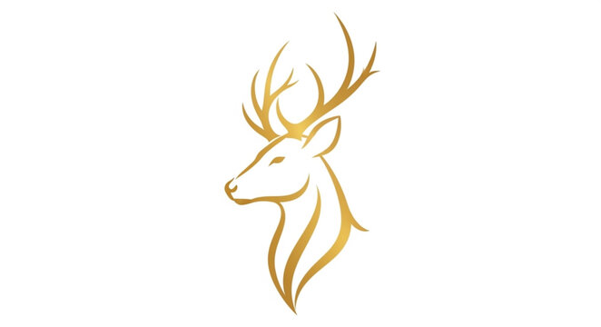 Golden Deer Head Illustration.