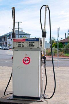 A petrol and diesel bowser pump at a garage service station in country Australia.

An old fashioned petrol and diesel pump in a gas station forecourt shows high prices during the energy crisis.