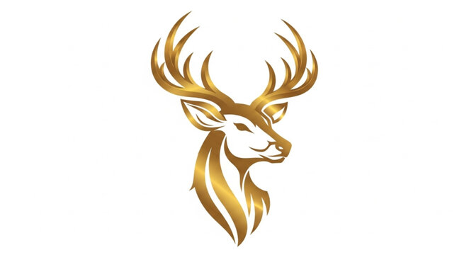 Golden Deer Head Illustration.