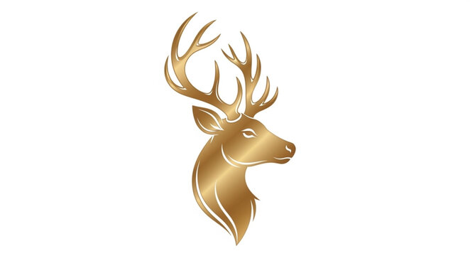 Golden Deer Head Illustration.