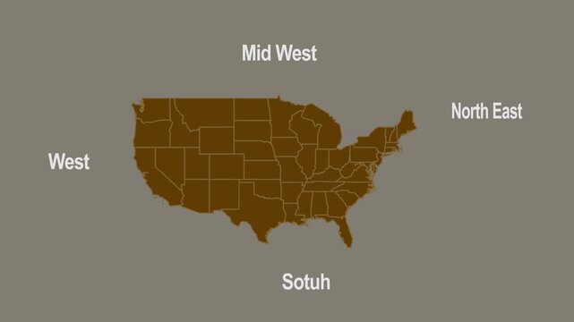 USA Lower 48 States Regional Map View 4K 30fps
